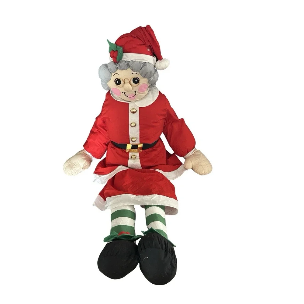 Vtg Lillian Vernon Santa & Mrs Claus Christmas Life Size Plush Figure 5 feet HTF